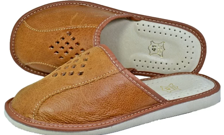 Men leather mule slippers